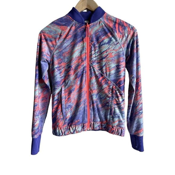 Lululemon Ivivia Purple Orange Full Zip Performance Knit Jacket Girls Youth 12 - Picture 2 of 11